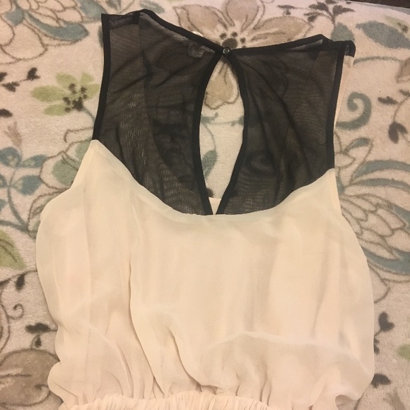 Lush Cream/Off White Sheer Pleated Preppy Dress - Picture 11 of 13